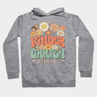 Back To School Retro Groovy Wildflower Kindergarten Crew Funny Teacher Girls Hoodie